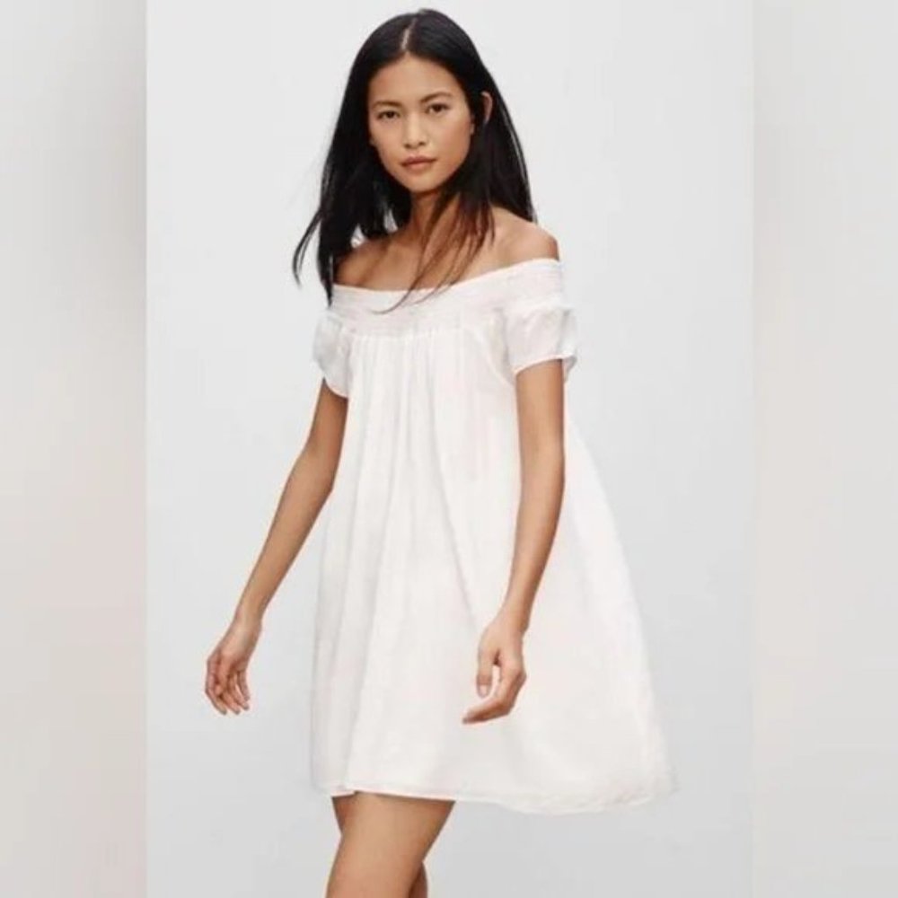 Aritzia Talula Horatio Off the Shoulder icy blue Dress - Picture 1 of 7